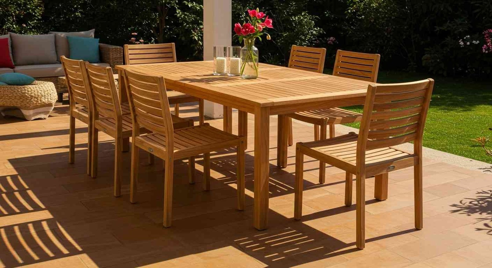 Meja Kursi Furnitur Kayu Jati Awet Tahan Cuaca Dengan Detail Estetis Alami