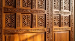 Gebyok Jati Ukiran Jepara Untuk Penyekat Ruang Tamu Mewah