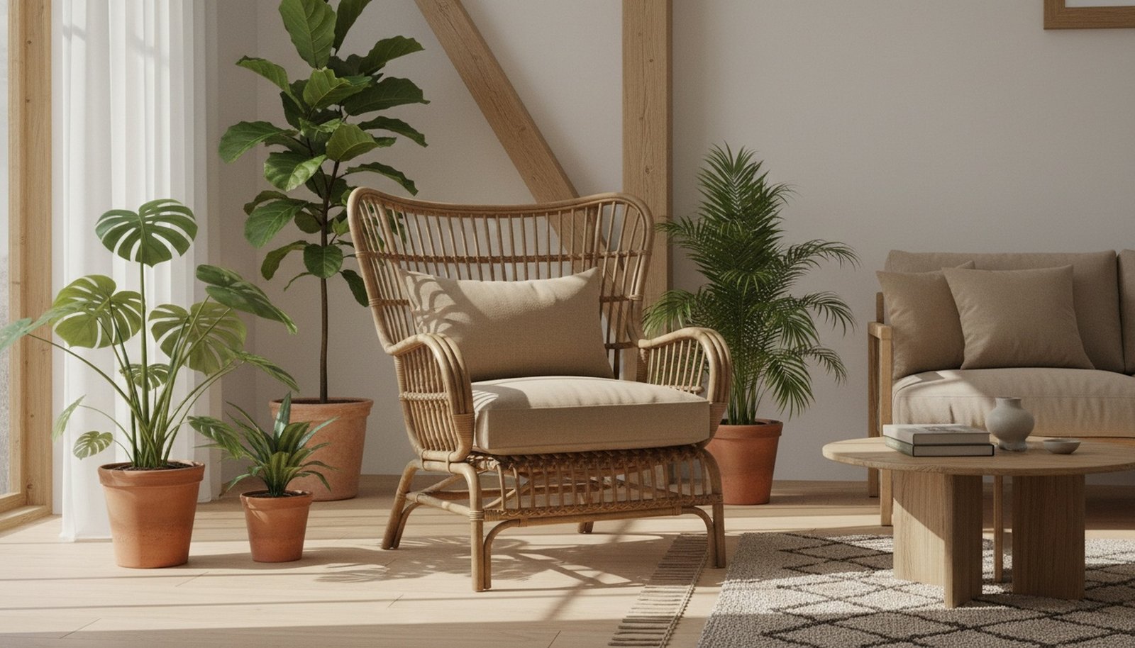 Desain Interior Biophilic Ramah Lingkungan Dengan Kursi Rotan Alami