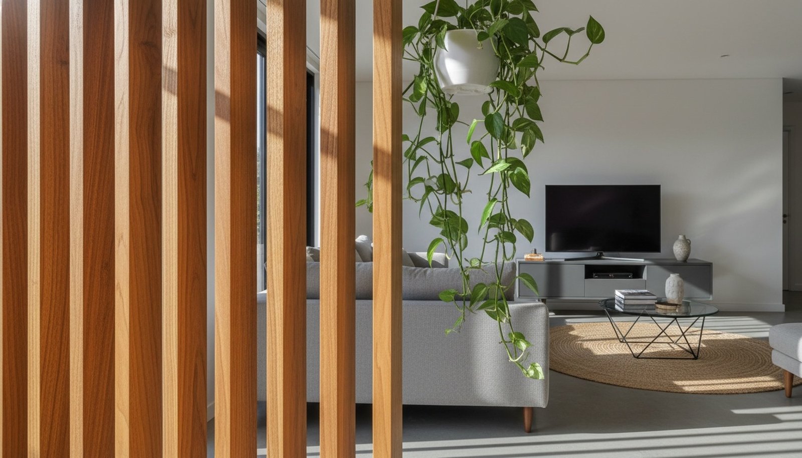 Desain Partisi Ruangan Dari Kayu Jati Minimalis Sekat Pembatas Elegan