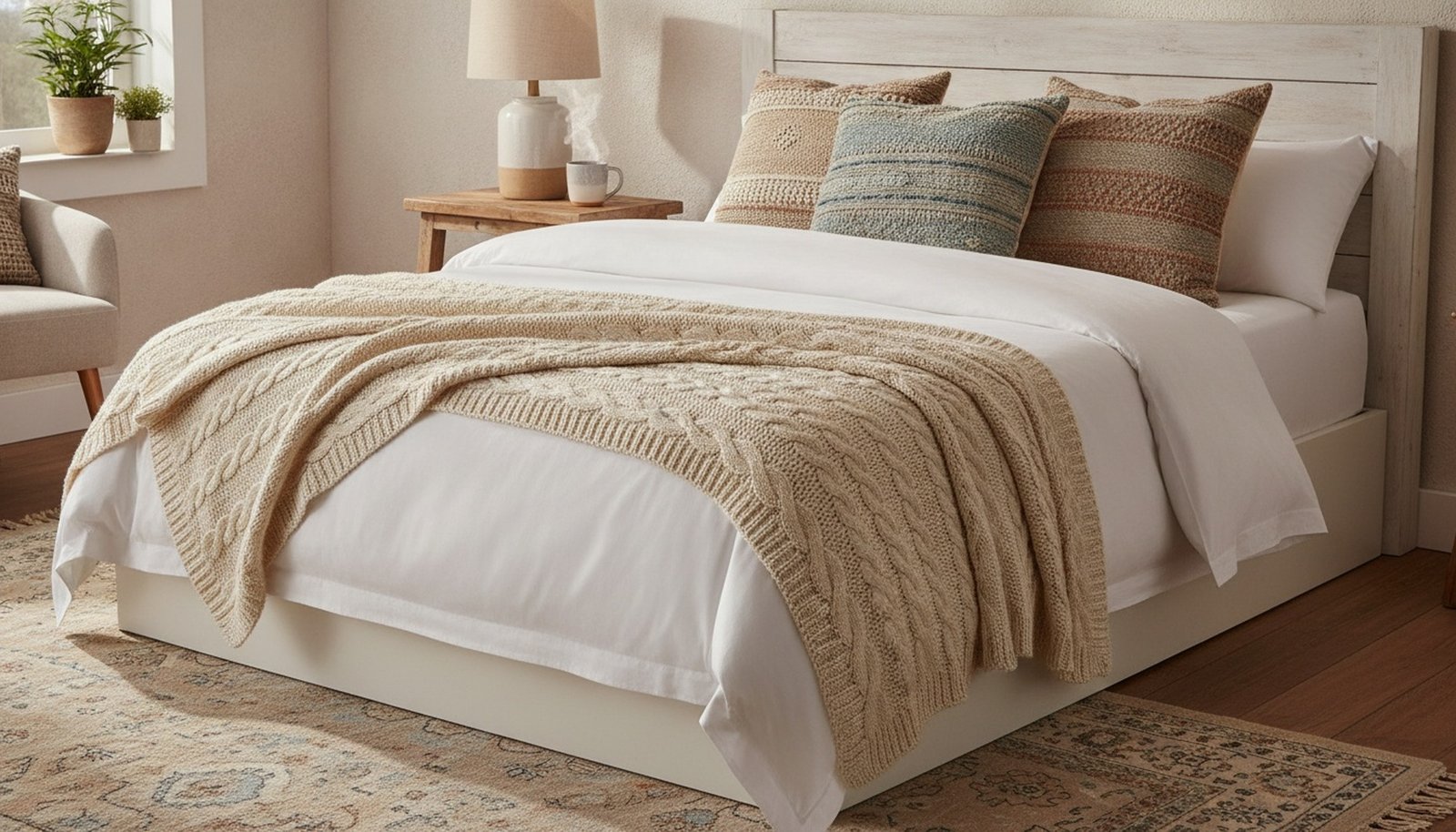 Bantal Rajut Dan Sprei Katun Untuk Kasur Kamar Tidur